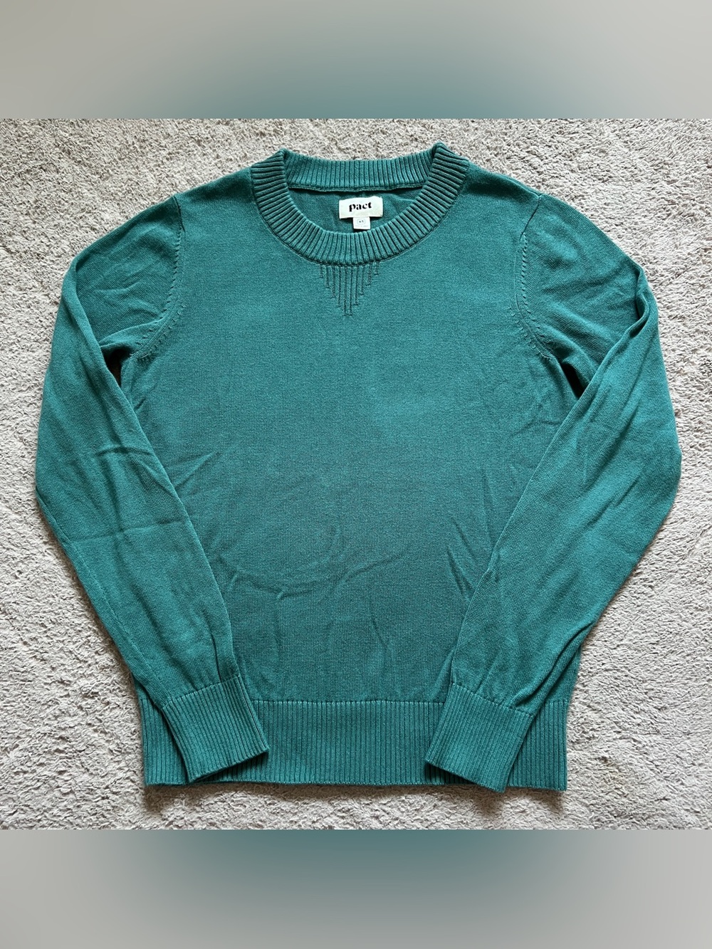 Pact Organic Cotton Crewneck Sweater Cottage Preppy Minimalist Old Money Sz XS